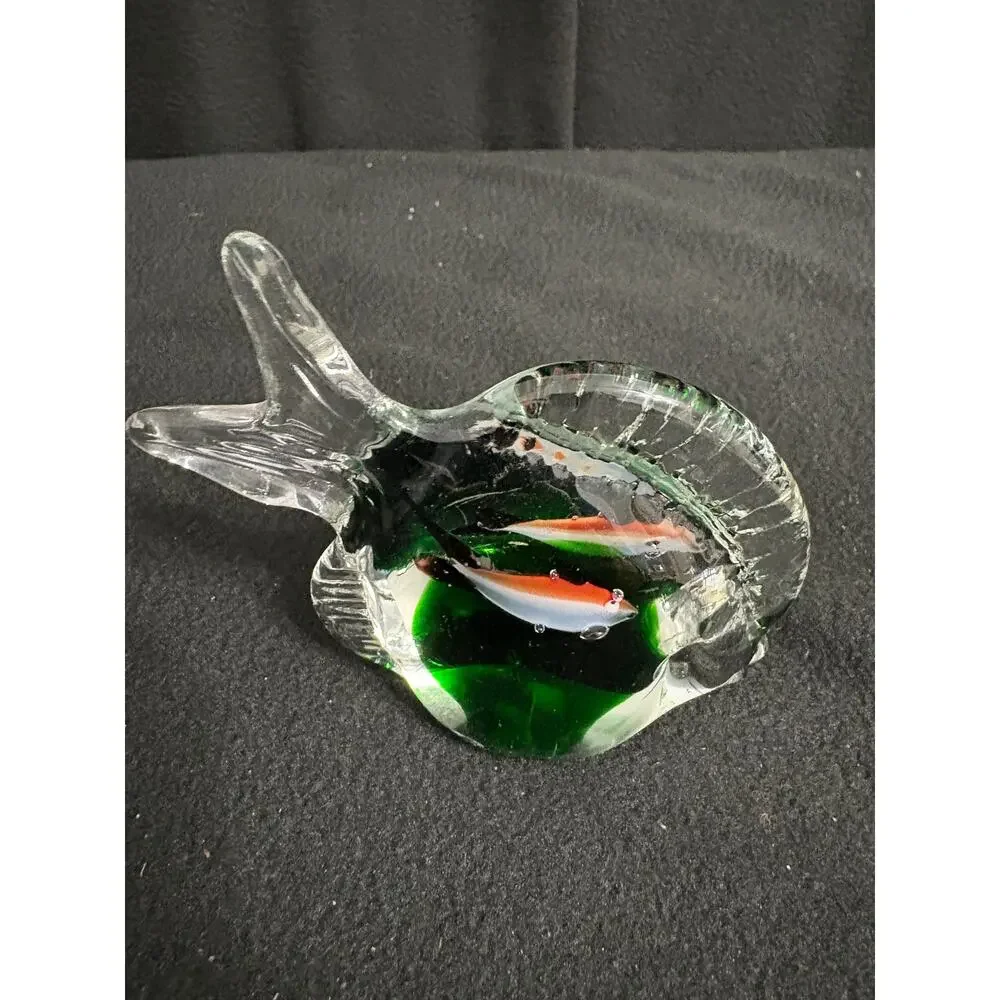 Vintage Glass Fish Murano- Style Paperweight